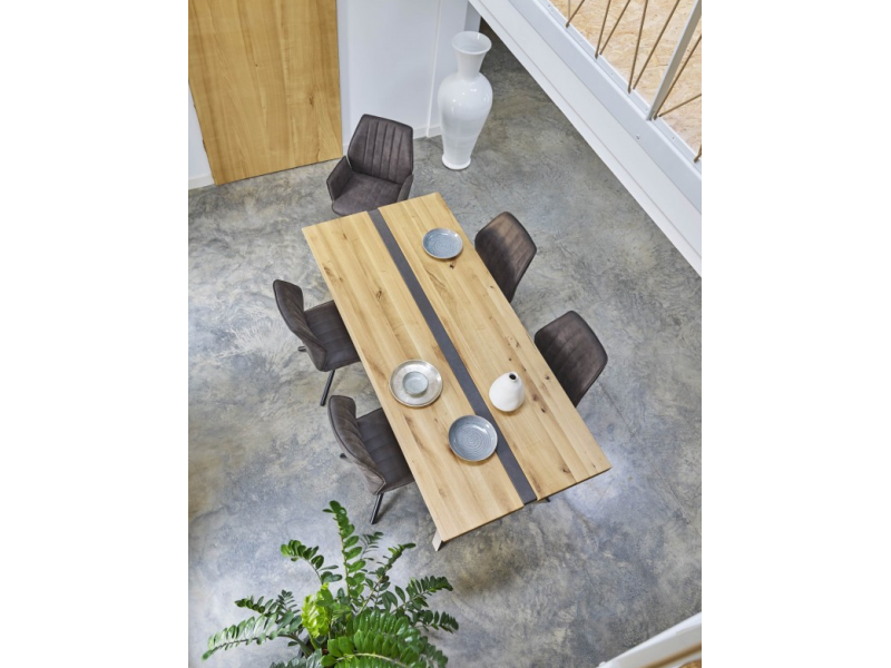 TONCA - Table repas rectangulaire insert béton 220 cm x 100  cm 