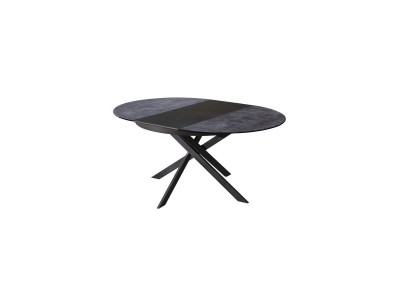 MANEGE - Table de séjour ronde 1 allonge centrale de 50 médium laqué  2