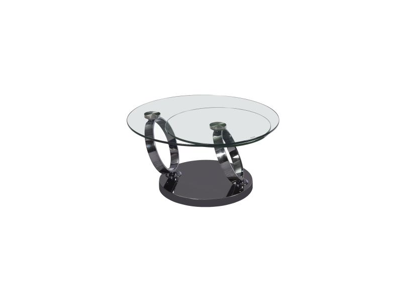 DJOKO - Table basse plateaux pivotant verre transparent 