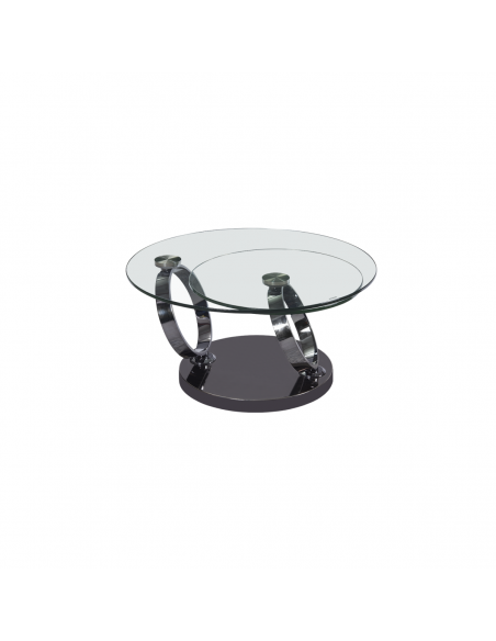 DJOKO - Table basse plateaux pivotant verre transparent 