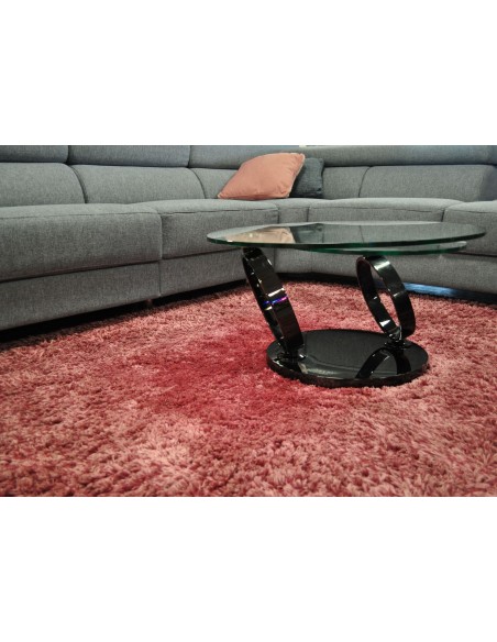 DJOKO - Table basse plateaux pivotant verre transparent 