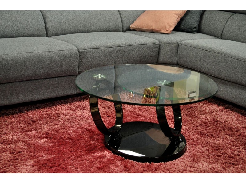 DJOKO - Table basse plateaux pivotant verre transparent 