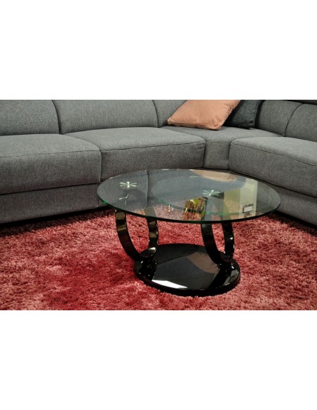 DJOKO - Table basse plateaux pivotant verre transparent 