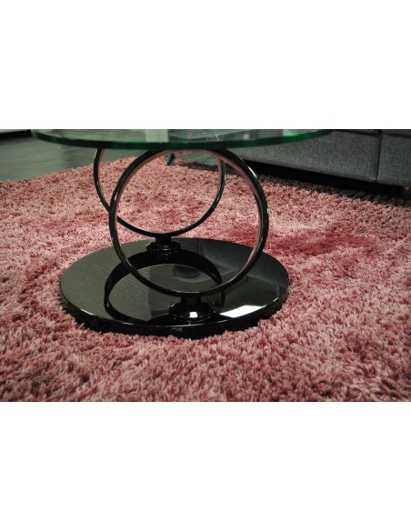 DJOKO - Table basse plateaux pivotant verre transparent 
