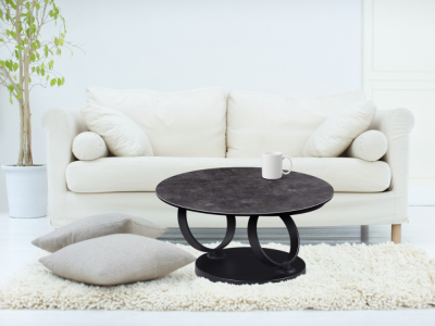 DJOKO - Table basse plateaux pivotant verre céramique 