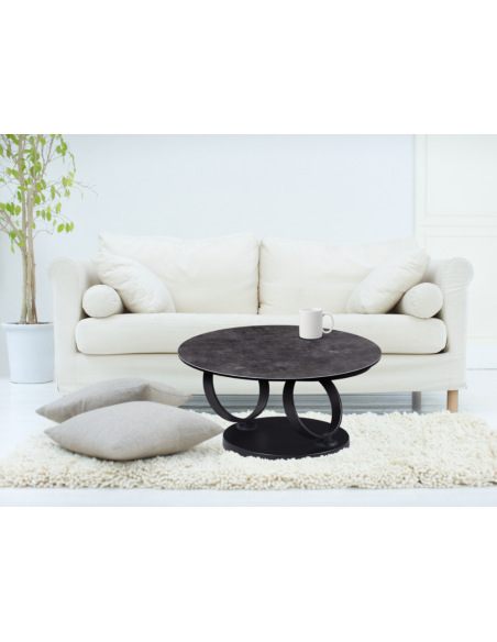 DJOKO - Table basse plateaux pivotant verre céramique 