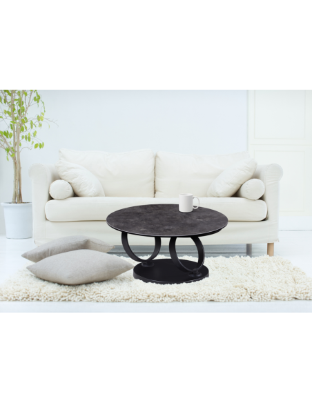 DJOKO - Table basse plateaux pivotant verre céramique 