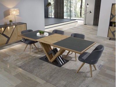 COSTA - Table avec allonge 60cm, option plateau céramique  2