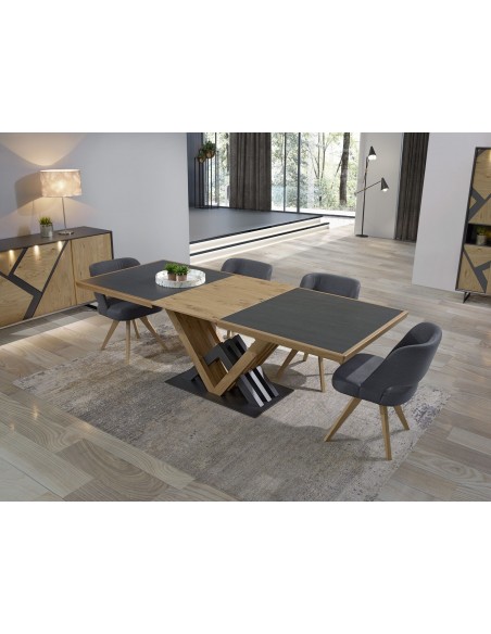 COSTA - Table avec allonge 60cm, option plateau céramique 