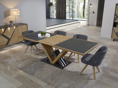 COSTA - Ensemble 4 chaises BRAGA tissu gris 