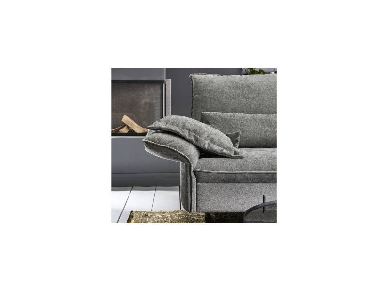 ALEXANDER - Canapé d angle méridienne, accoudoir réglable, 1 appui tête, pieds noir 