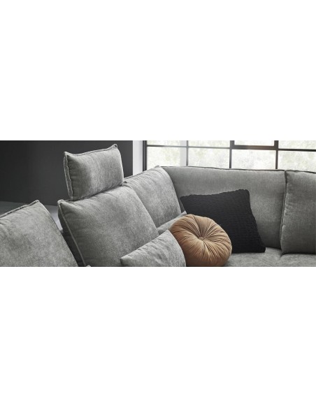 ALEXANDER - Canapé d angle méridienne, accoudoir réglable, 1 appui tête, pieds noir 