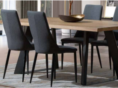 OLYMPEA - Table de séjour, pieds bois et métal 