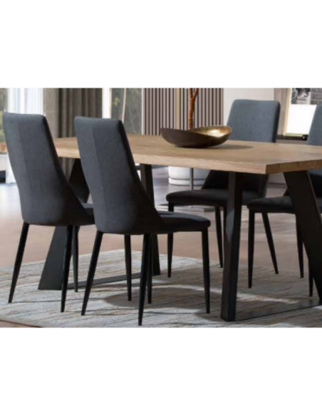 OLYMPEA - Table de séjour, pieds bois et métal 