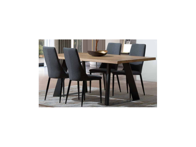 OLYMPEA - Table de séjour, pieds bois et métal 