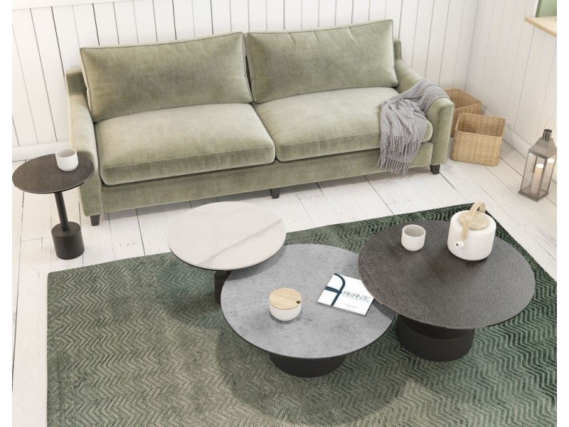 STELLA - Table basse diamètre 55cm  plateau céramique titane 