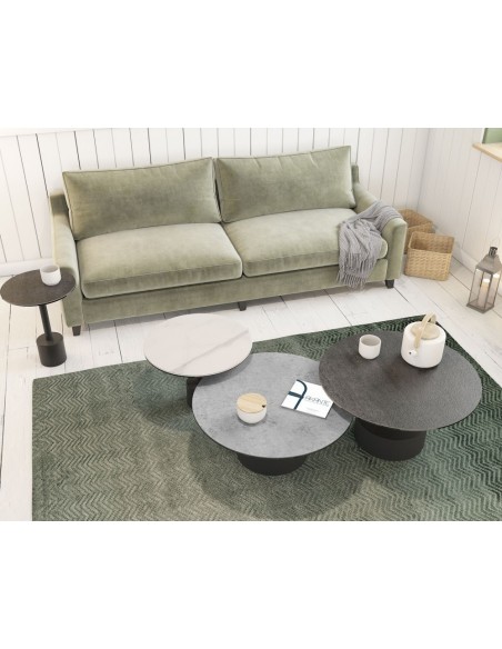 STELLA - Table basse diamètre 55cm  plateau céramique titane 