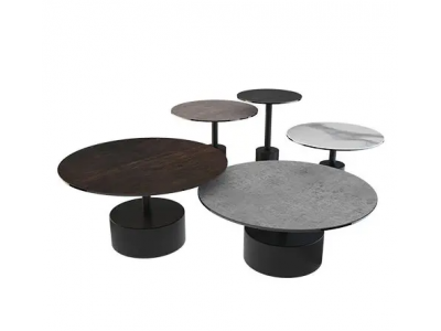 STELLA - Table basse diamètre 75cm  plateau céramique marbre mat  2