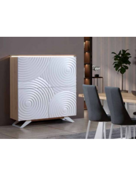 OLYMPEA - Bar 4 portes bois, avec LED 