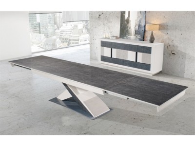 COLOMBIA - Table pied central 3 allonges dessus fil  2