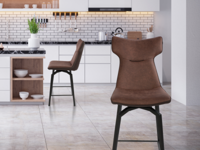 Tabouret de bar Tampico en bi matière tissu et PU 
