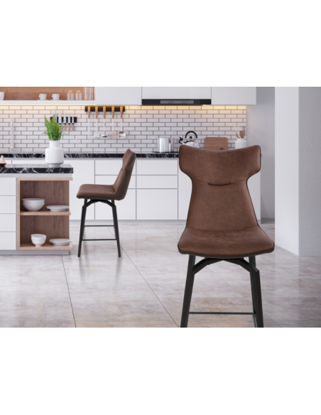 Tabouret de bar Tampico en bi matière tissu et PU 