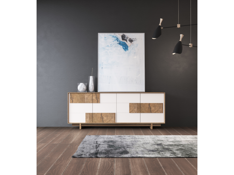 LAURENTZ - Buffet 4 portes avec tiroir interieur 