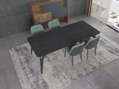 LAURENTZ - Table de repas 220cm plateau bois 