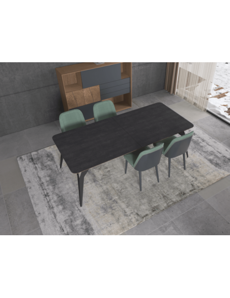LAURENTZ - Table de repas 220cm plateau bois 