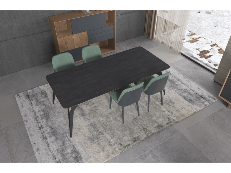 LAURENTZ - Table de repas 220cm plateau bois 
