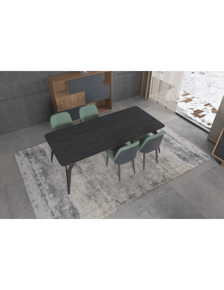 LAURENTZ - Table de repas 220cm plateau bois 