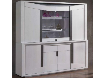 SFERA - Bibliothèque avec leds 2 portes verre 6 portes bois 2 tiroirs 