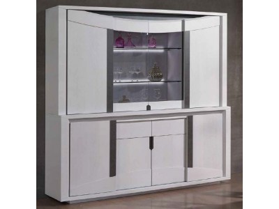 SFERA - Bibliothèque avec leds 2 portes verre 6 portes bois 2 tiroirs  2