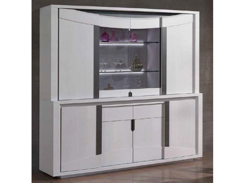 SFERA - Bibliothèque avec leds 2 portes verre 6 portes bois 2 tiroirs 