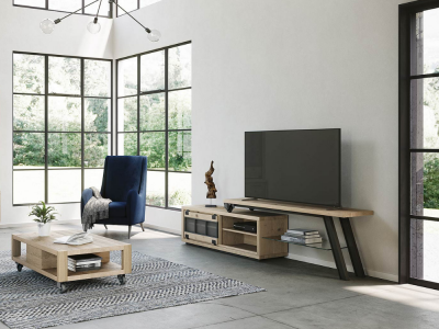 JULIUS - Meuble TV extensible Chêne massif 