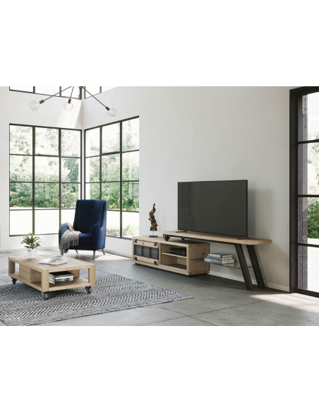 JULIUS - Meuble TV extensible Chêne massif 