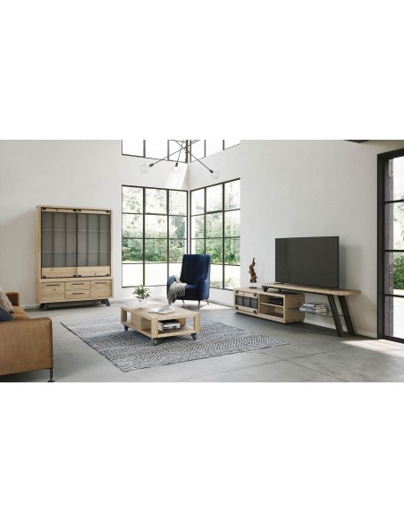 JULIUS - Meuble TV extensible Chêne massif 