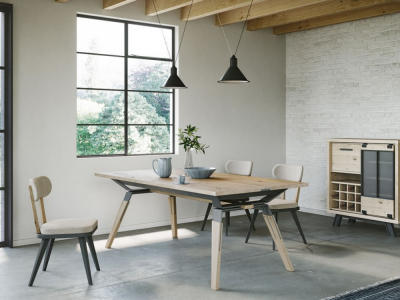 JULIUS - Meuble bar 100 cm 1 porte coulissante Chêne massif 