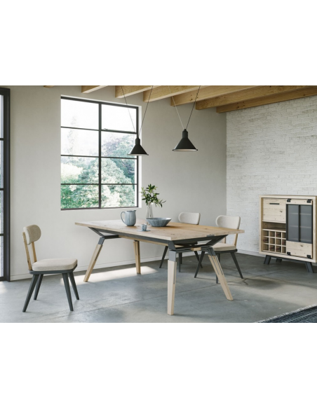 JULIUS - Meuble bar 100 cm 1 porte coulissante Chêne massif 