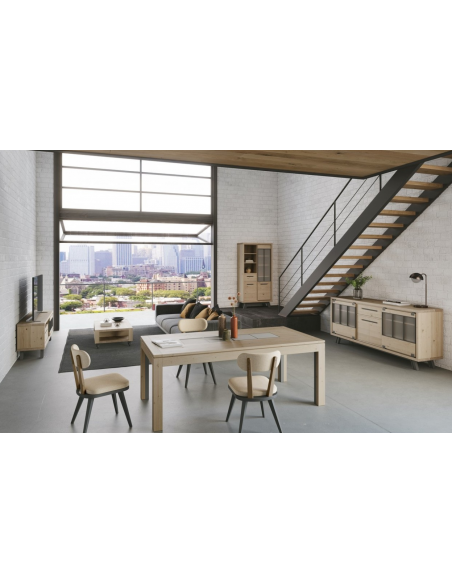 JULIUS - Table 2 allonges de 45 cm Chêne massif 